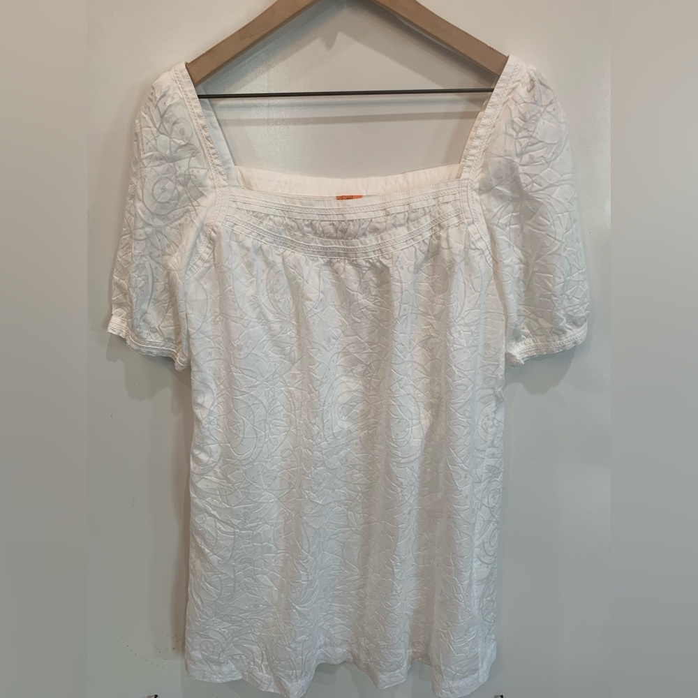 BCBGeneration white Blouse with Embroidery woman’s size S mini dress/shirt